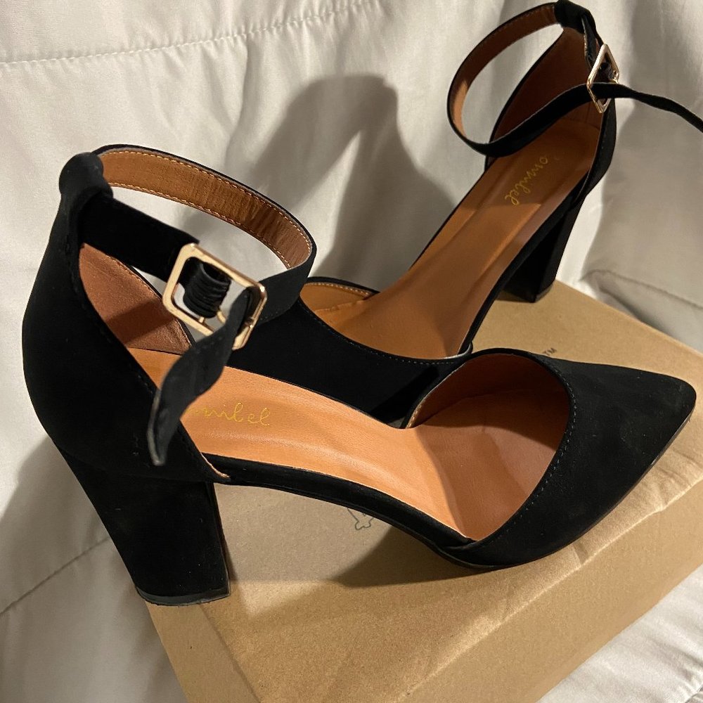 Black Velvet Ankle Strap Heels